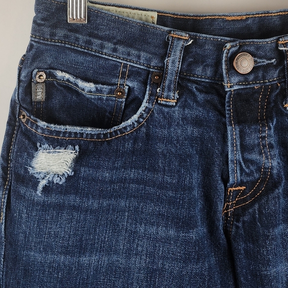 Abercrombie & Fitch Jeans Men 28x30 Slim Straight Button Fly Distress Dark Denim - Picture 3 of 13